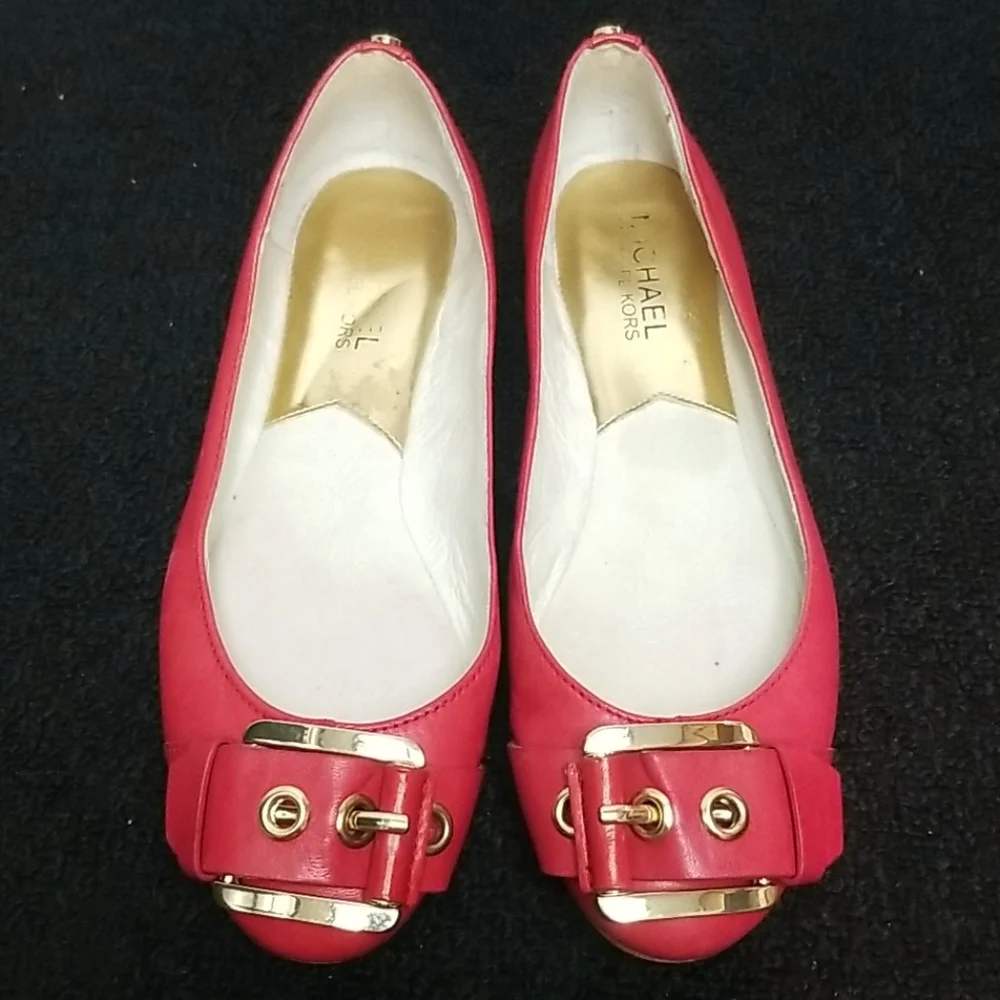 [Excellent Condition] MICHAEL KORS leather ballet flats in Red Calder MK Size 6